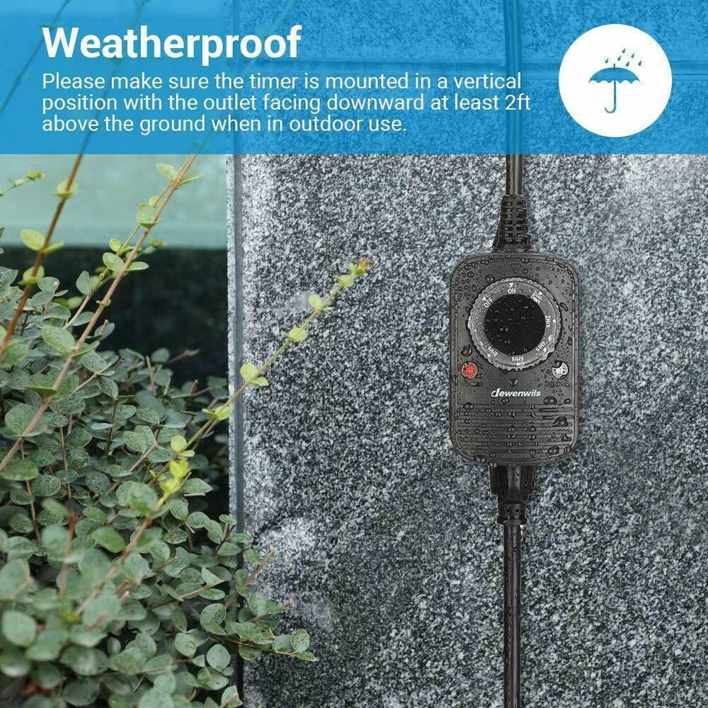DEWENWILS Photocell Plug in Timer Switch Weatherproof Electrical Outlet 2 Pack