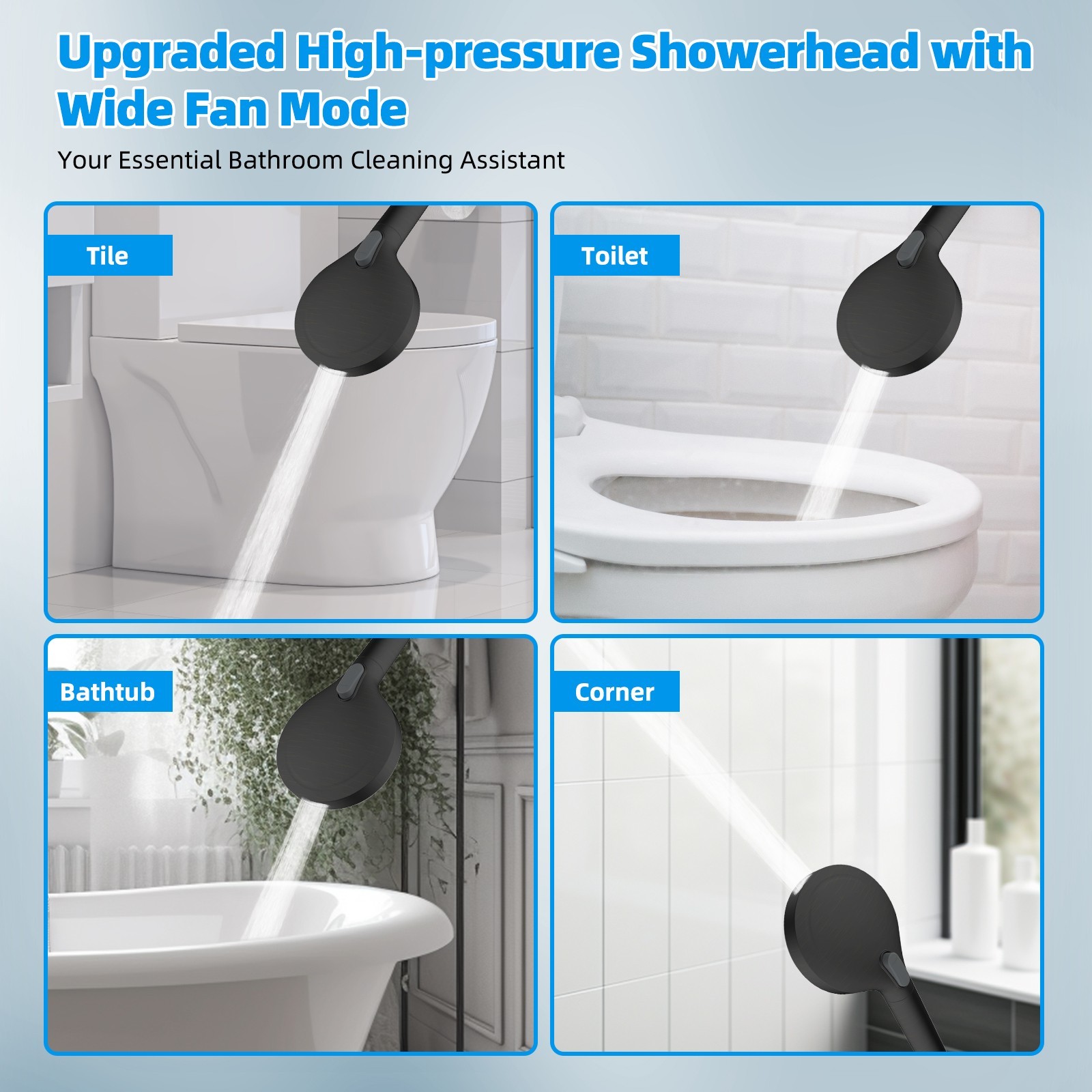 High Pressure Rainfall Shower Head Combo with Handheld Spray Extension Arm Bath
