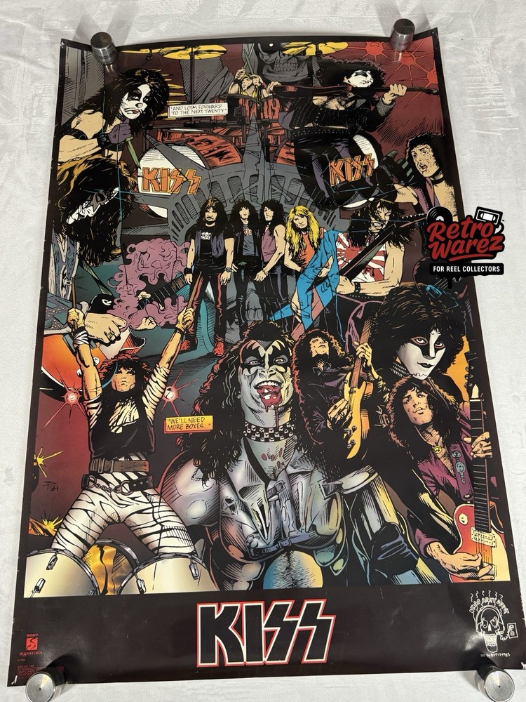 Kiss Army Comic Book Collage Poster 23x35” 1994 Band Eric Carr Vinnie Vincent