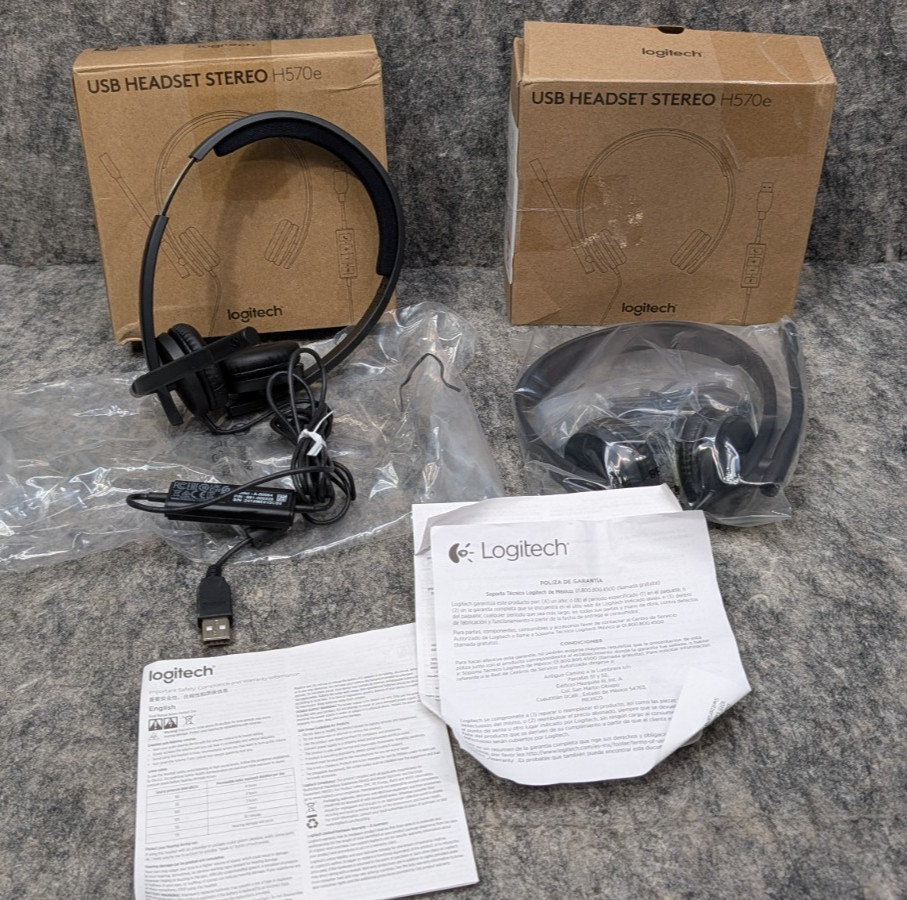 2 x Logitech H570e USB Stereo Headset - Black 🔥New/Open Box🔥
