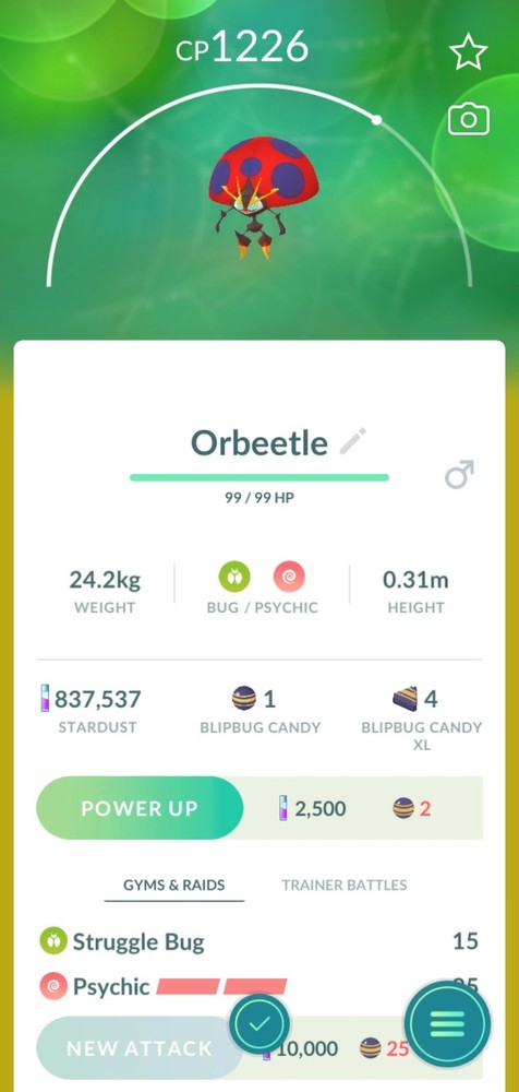 Pokémon Orbeetle (Blipbug Evolution)  Go TD