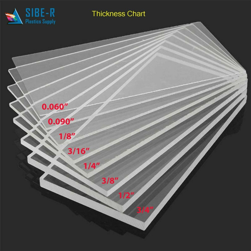 Acrylic Plexiglass Sheet - 0.090" Thick - Clear - 12" x 24"