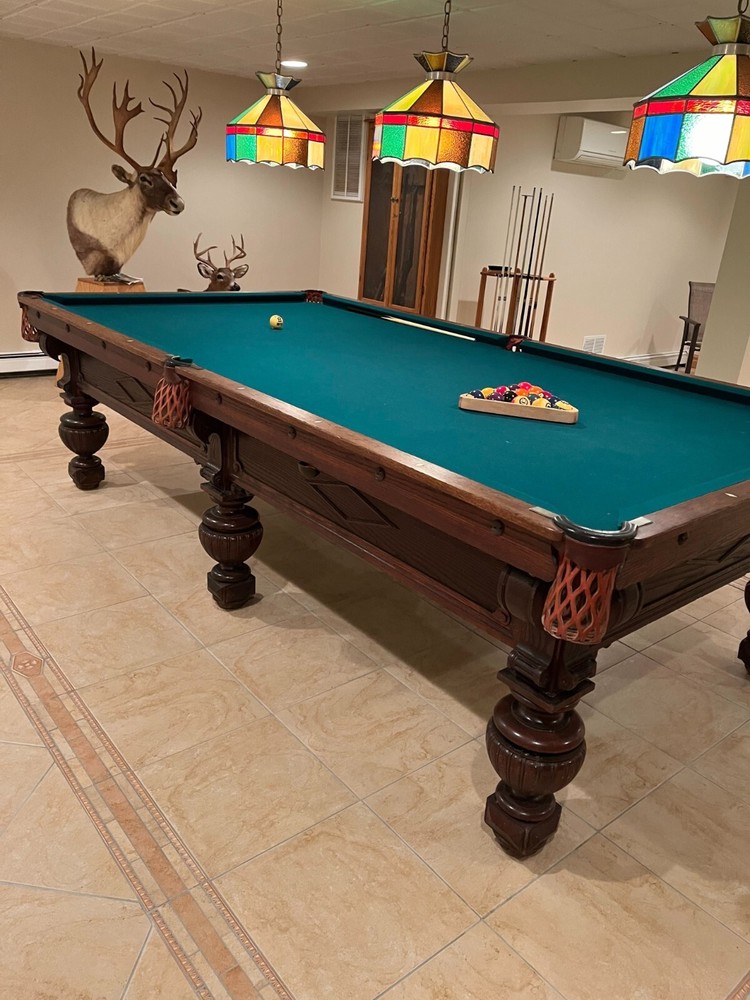 Victor Billiards (Rosatto Barry) pool table, circa 1906 - solid chestnut
