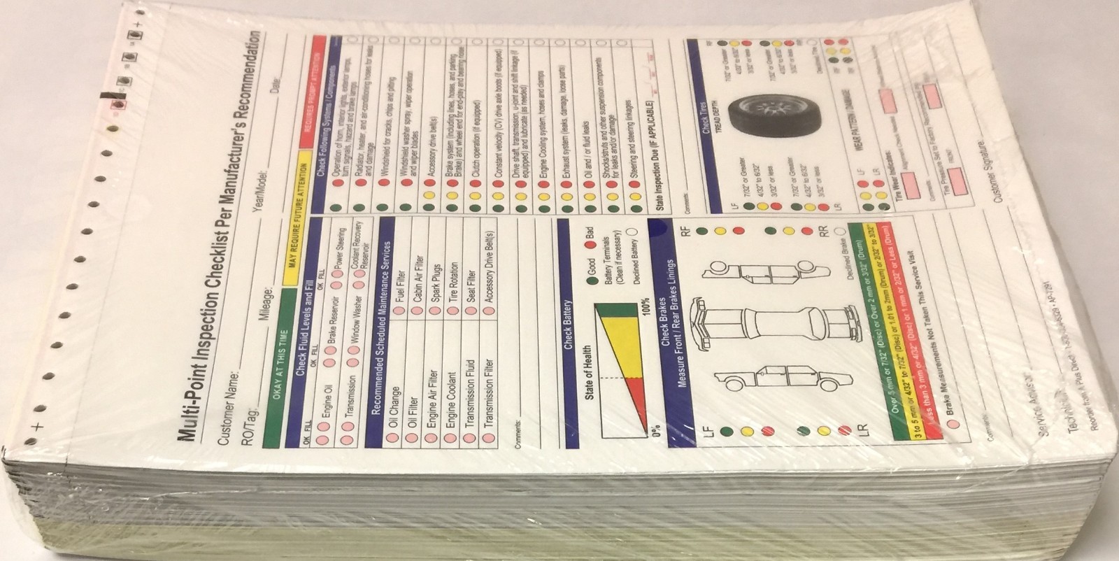Multi-Point Vehicle/Automotive Inspection Forms • #7291 • Qty. 250 • 2 Part