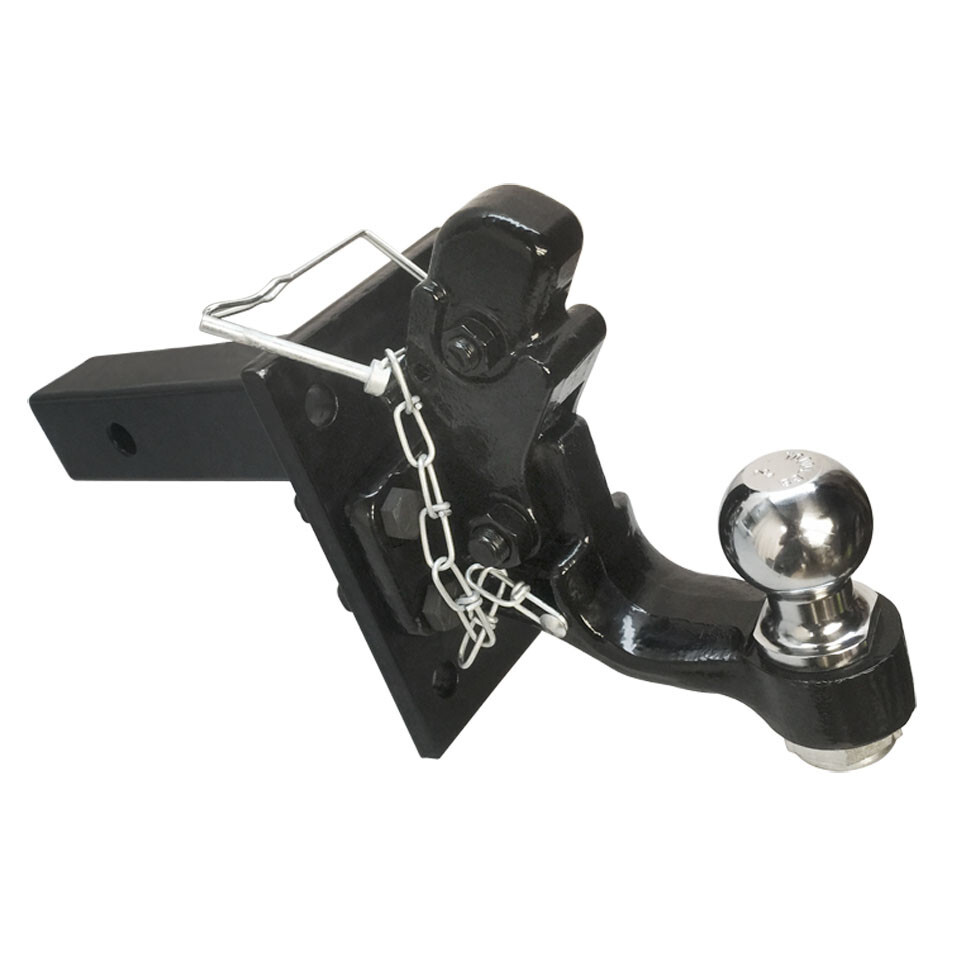 8 Ton Pintle Hook & 2" Ball Combo, Adjustable 2" Receiver Hitch Mount