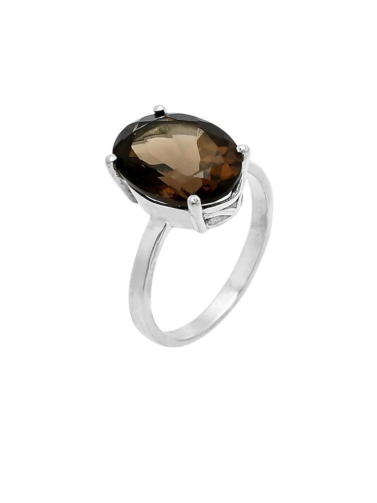 Smoky Topaz Solid 925 Sterling Silver Ring 8.5