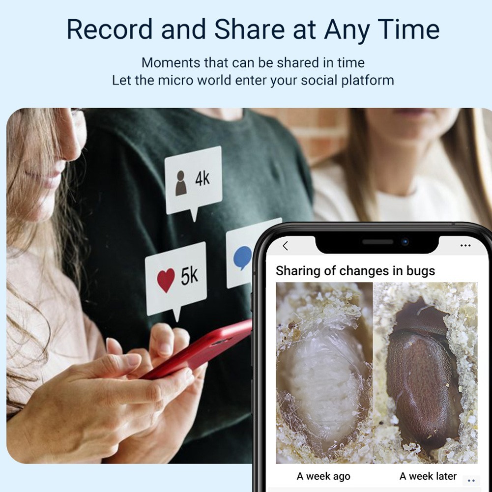 200X Phone Mini Pocket Microscope with LED Light/Universal Clip, Nano Zoom Porta