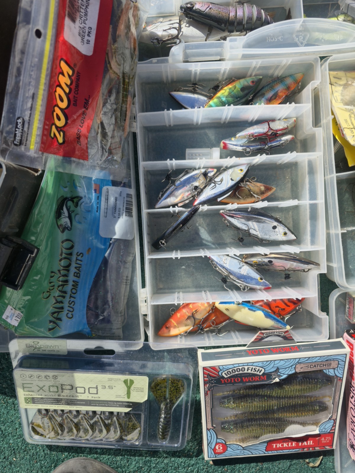 Fishing Tackle Lot Rapala Crankbaits, Worms, Hooks, New & Used Some New Vintage