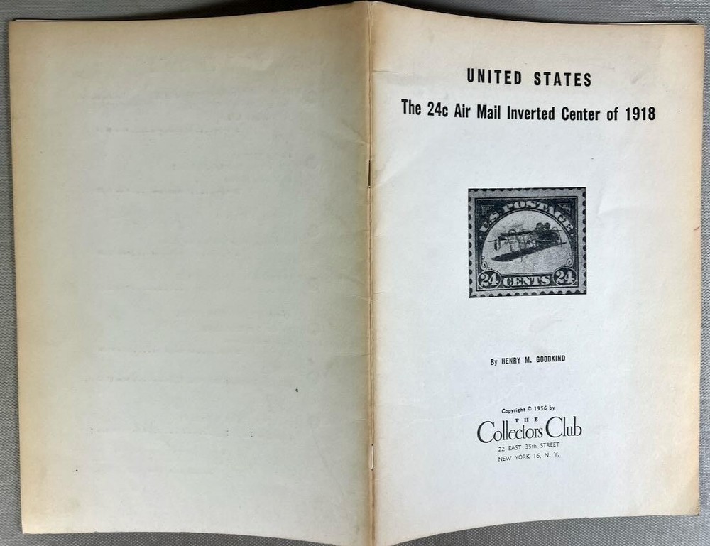 Henry Goodkind: The 24c Air Mail Inverted Center of 1918 booklet 1956