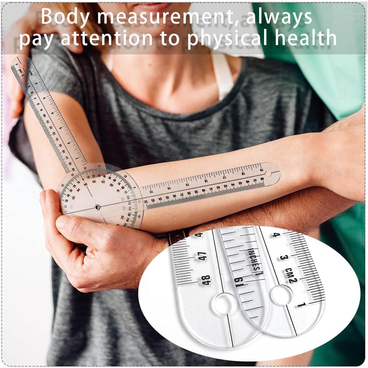 12 inch Transparent Orthopedic Angle Ruler Plastic Goniometer, 360 Degree Clear