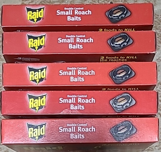 5 Raid DOUBLE CONTROL SMALL ROACH BAITS 60 count Child Resistant Defense System