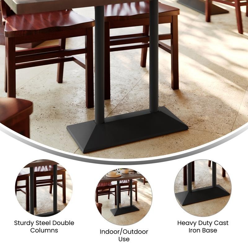 27" x 15" Restaurant Table Base with Double Column Table Height Column in Black