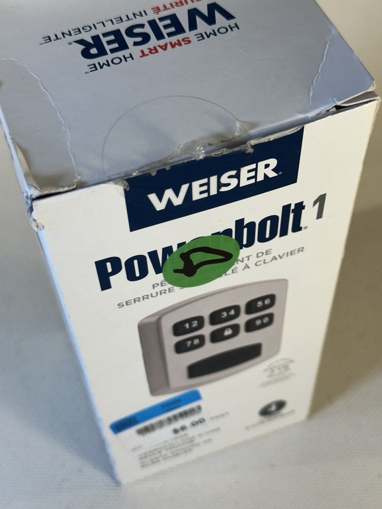 Weiser Powerbolt 1 (2017) Silver Keyless Touchpad Deadbolt 4 user codes