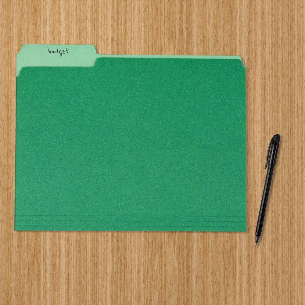 Amazon Basics File Folders, Letter Size, 1/3 Cut Tab, 36 pack, Bright Green