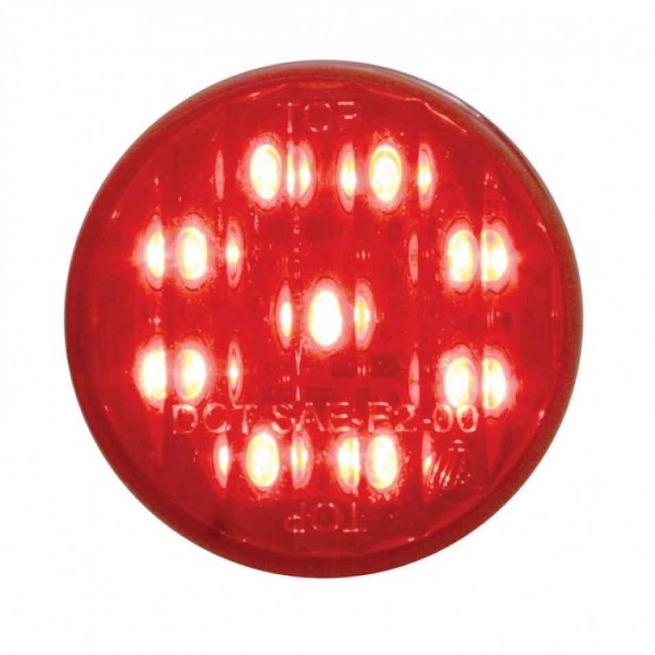 9 LED 2" Flat Clearance/Marker Light - Red LED/Red Lens
