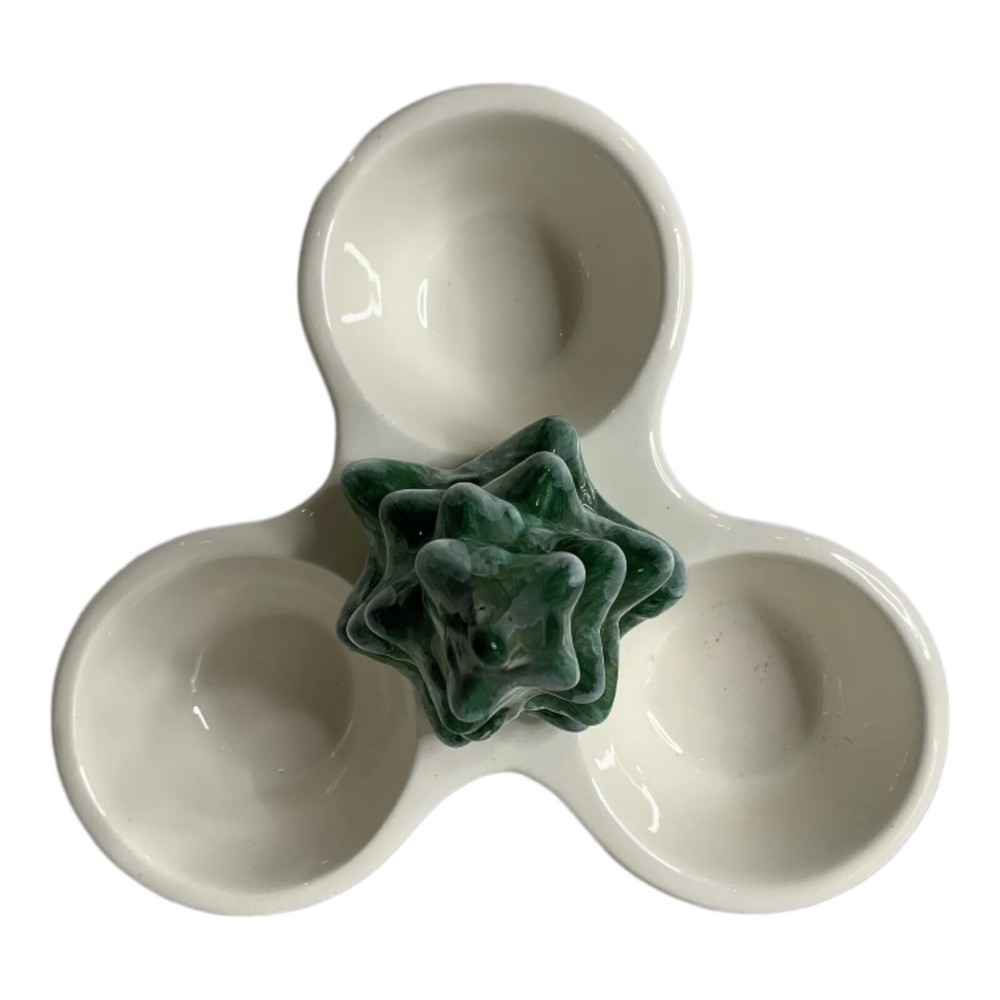 Maxcera Christmas Tree 3 Section Dish Bowls Snack Candy Server