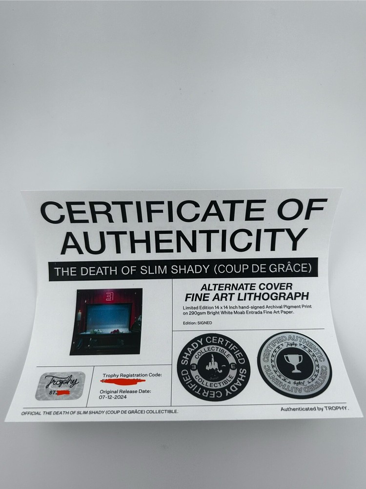 EMINEM Signed The Death of Slim Shady TDOSS 14x14 Lithograph In Hand