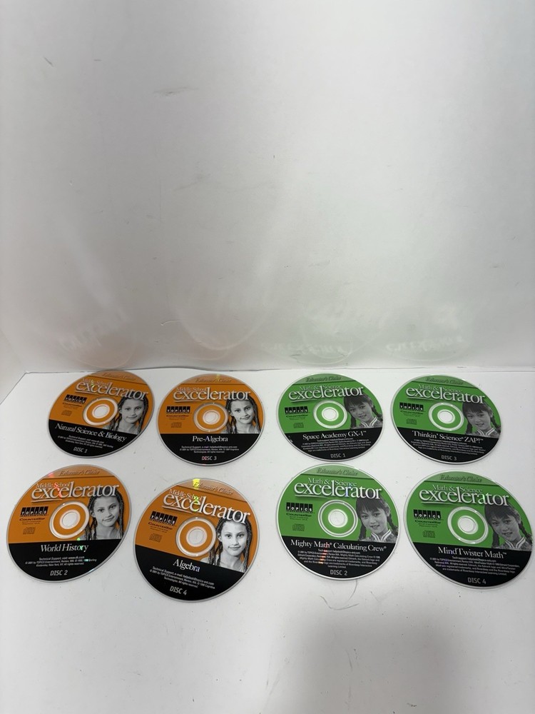 Math Science Excelerator 8 Discs Educator Choice Excl Program CD-ROM Green Orang
