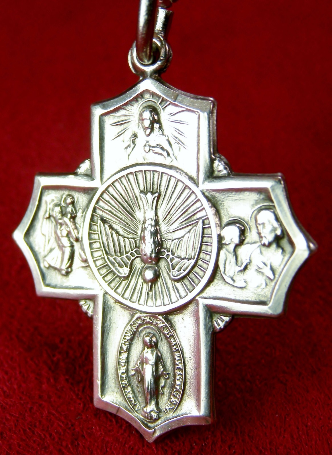 Chapel Sterling WWII GI’s Dog tag Chain Miraculous Medal Scapular Holy Spirit