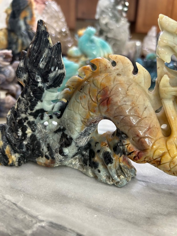 Gorgeous Amazonite Dragon hand carved very unique