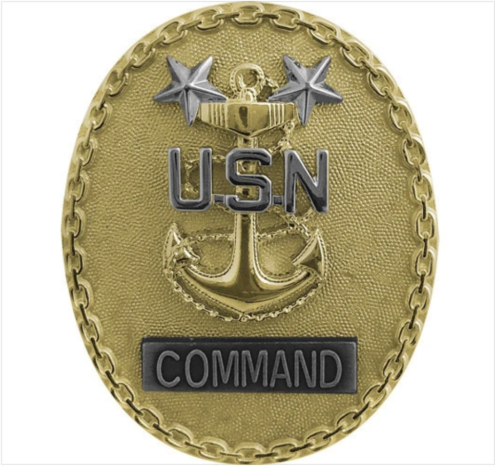 GENUINE NAVY ID BADGE: MASTER ENLISTED ADVISOR E9 COMMAND CPO - REGULATION SIZE