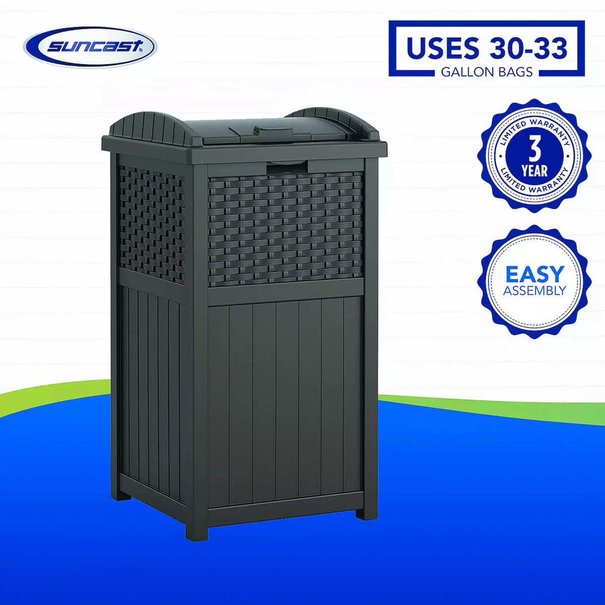 Suncast #GHW1732. 33-Gallon Trash Hideaway