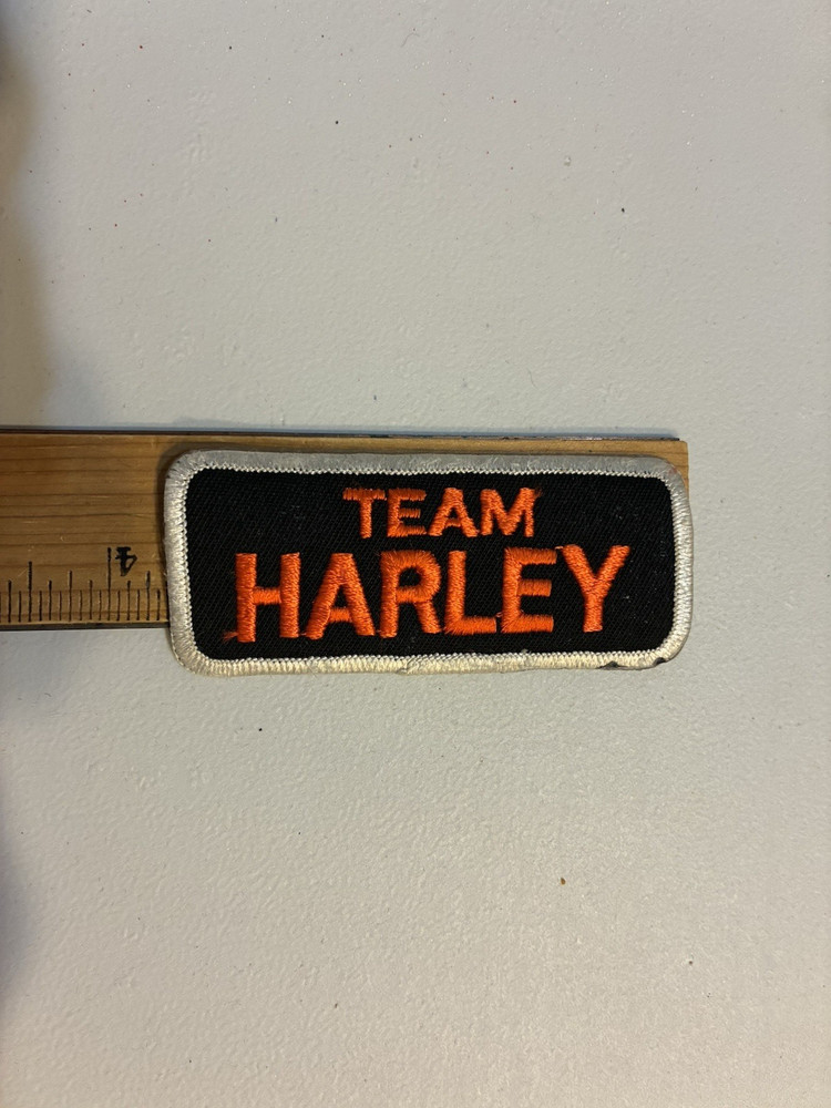 NOS 3 5/8" Team Harley Davidson patch Orange Black Rectangle Motorcycle OLP