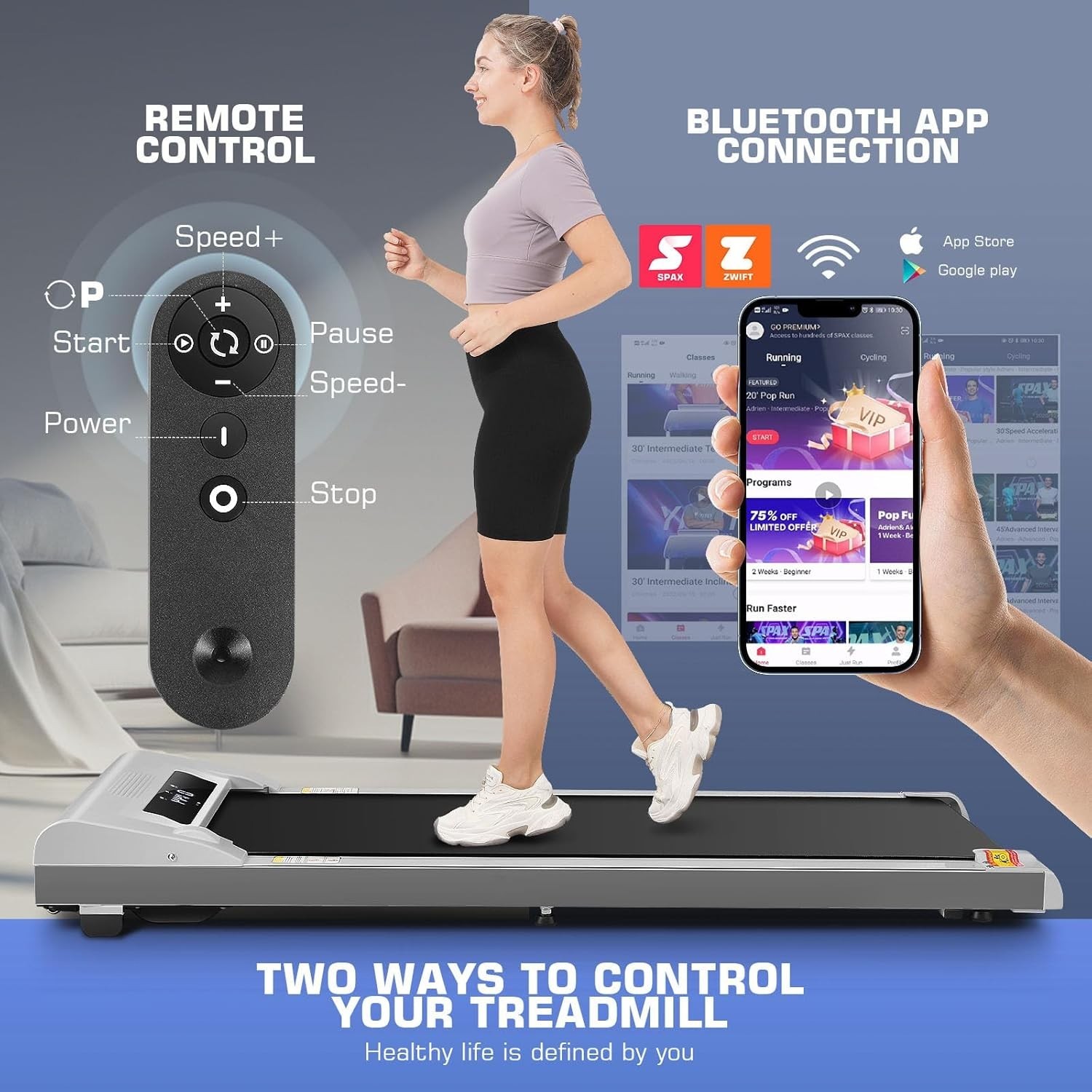 Treadmills for Home 300 lbs Weight Capacit,Smart Treadmill with LED Display