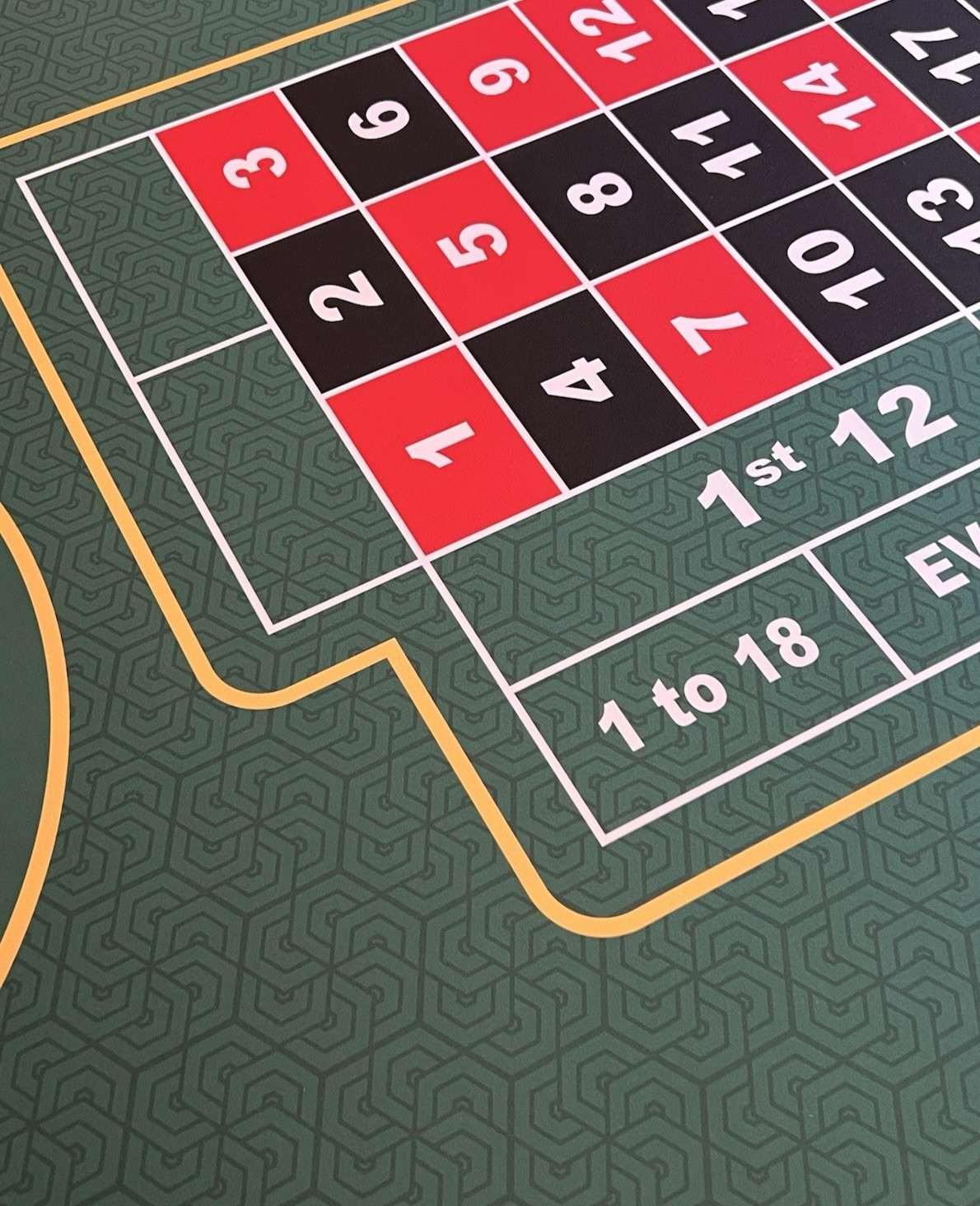 Feltectors Custom Made No Zero Roulette Table Neoprene Mat 73x31.5" w/ Carry Bag