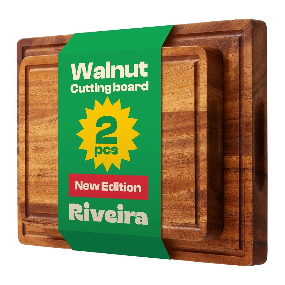 Walnut Wood Cutting Board – Versatile And Durable: Set Of 2 Pcs Rectangular W...