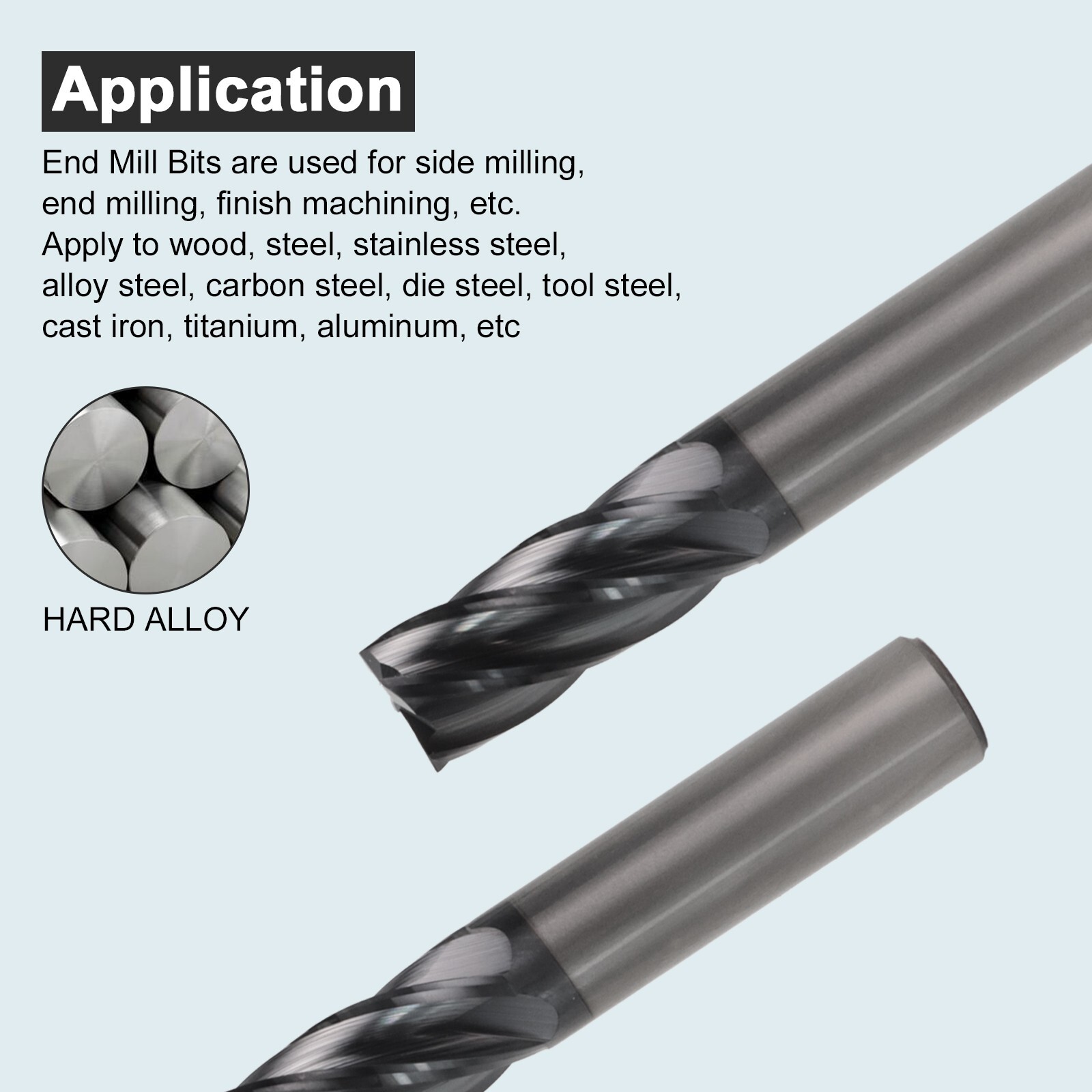 1PCS 1/2" 5 FLUTE CARBIDE END MILL - SQUARE END - AlTiN Coated