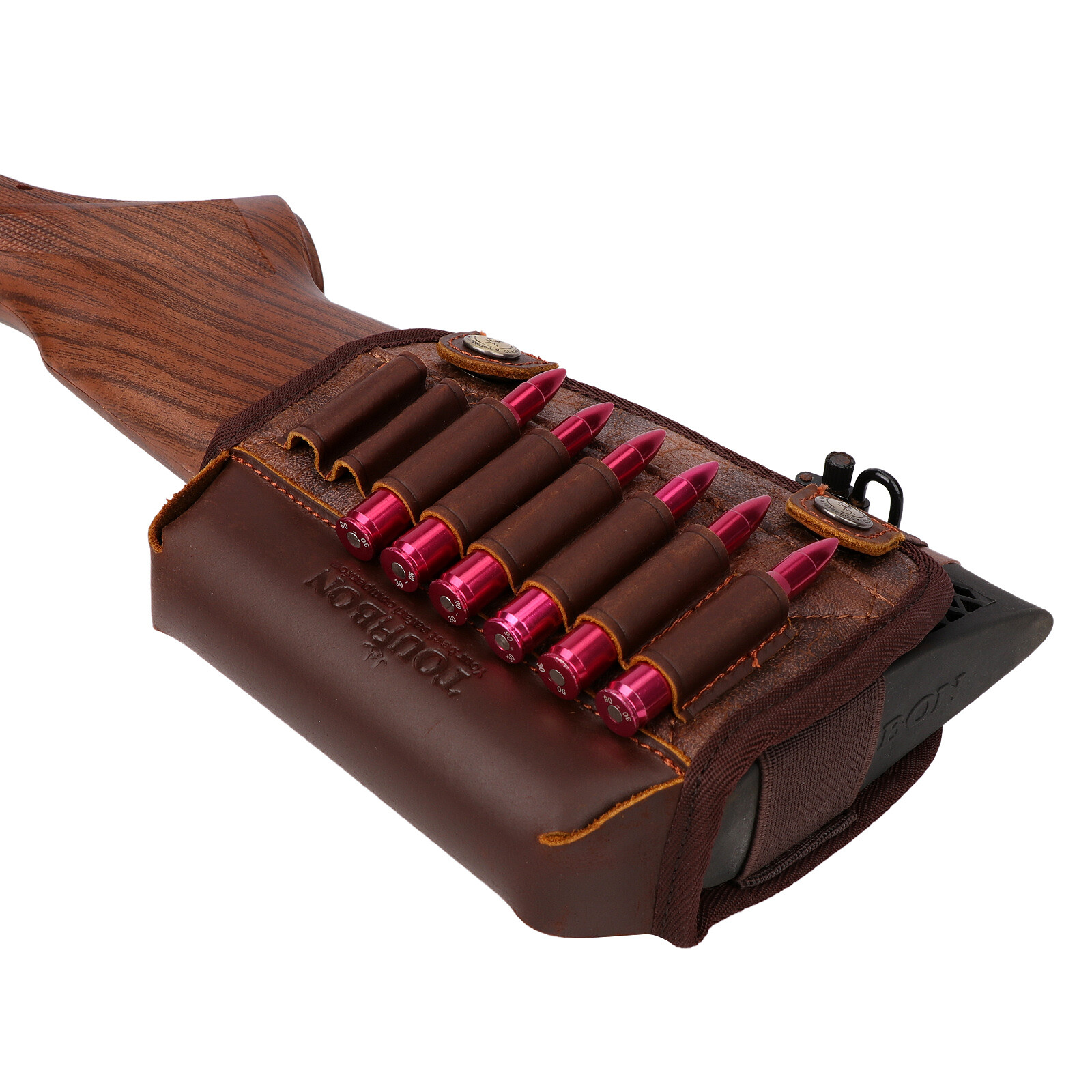 TOURBON PU Leather Rifle Buttstock Cover Padded Cheek Riser Rest Ammo Holder US