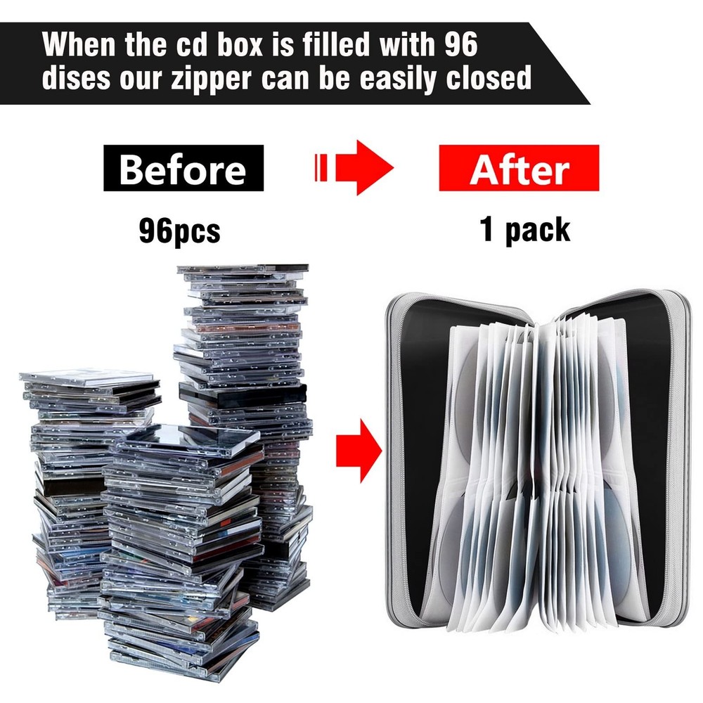 Cd Case Dvd Case Holder 96 Capacity Hard Plastic Cd Dvd Disc Cases Storage Binde