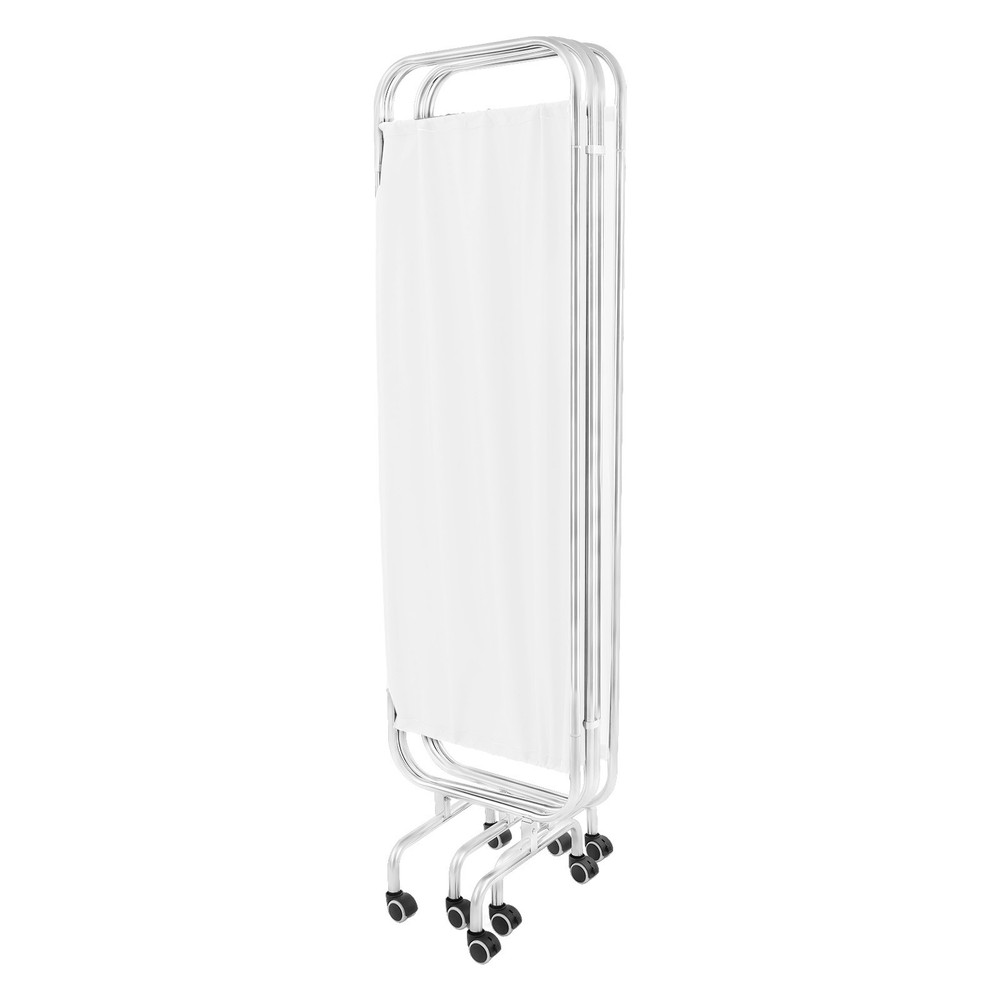 4 Panel Room Divider Rolling Folding Privacy Partition Screens Separation White