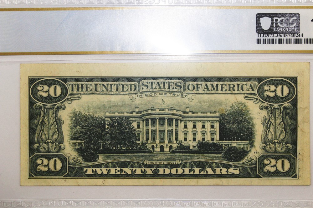 $20.00 Federal Reserve Note Missing Second Print Error Choice VF35 (B41946744D)