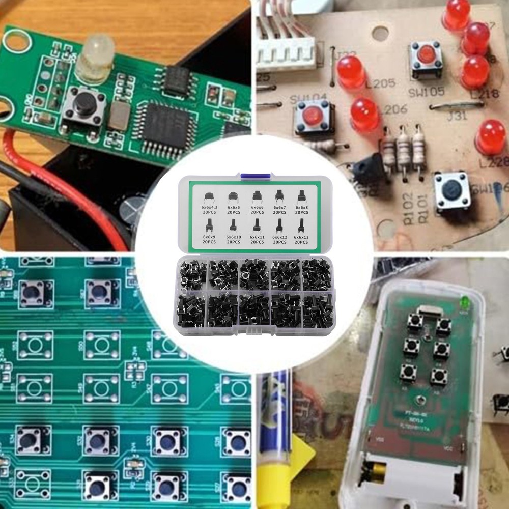 Organized Miniature Tactile Switch Collection for Electronics Projects