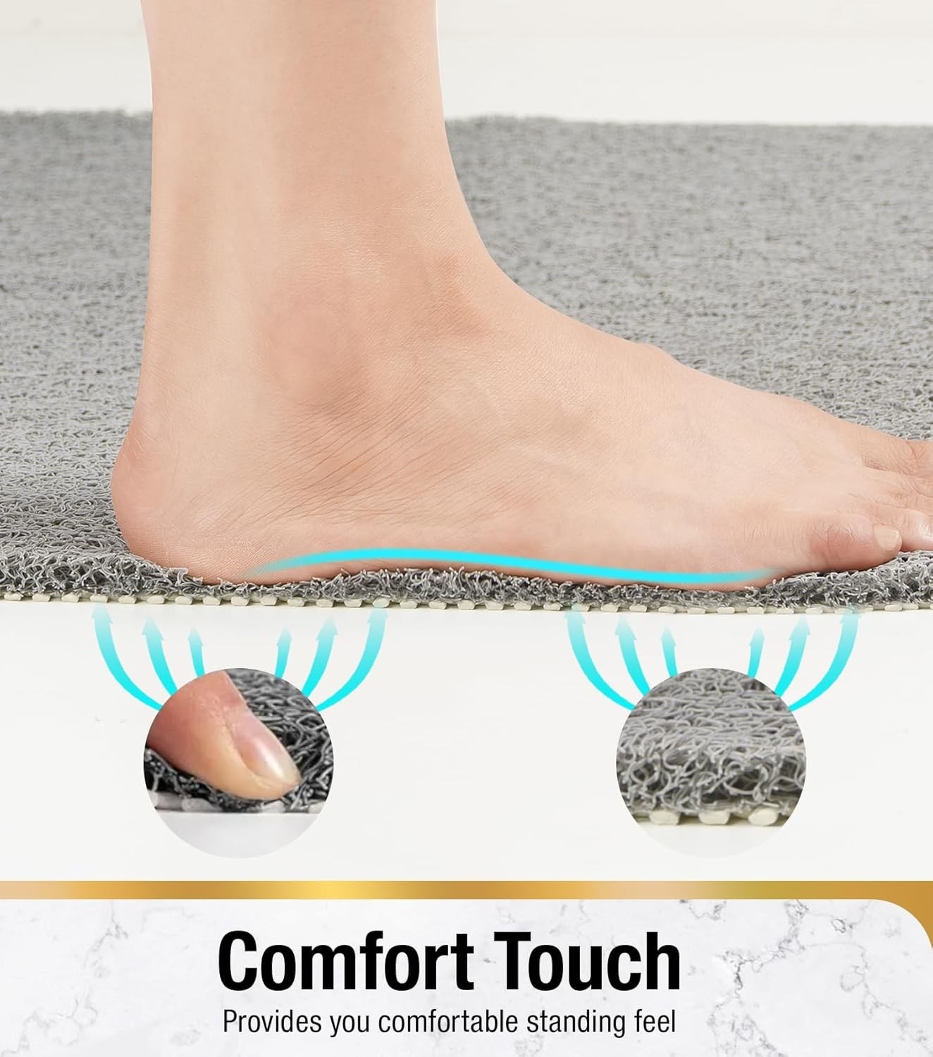 Soft Textured Shower Mat Non Slip Anti Mould for Inside Shower & Bathtub Mats...