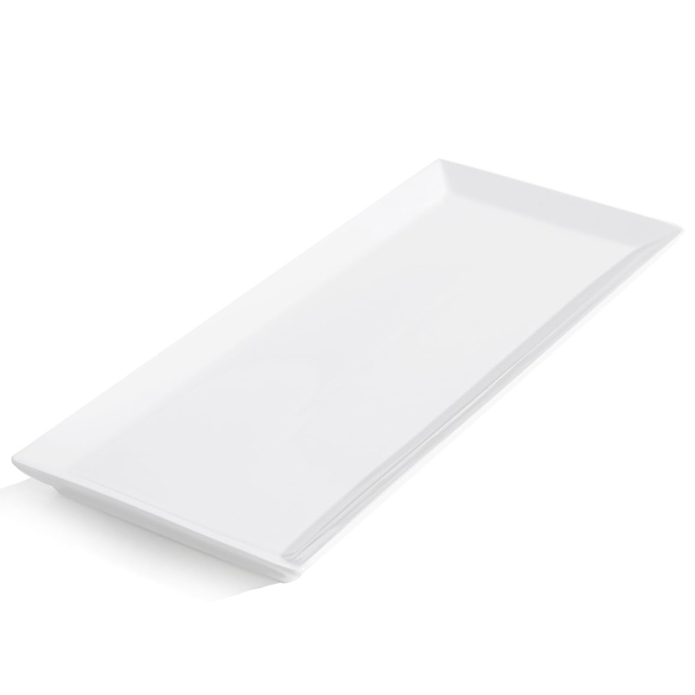 14.5 inch White Porcelain Serving Platters Large Rectangular Party Trays