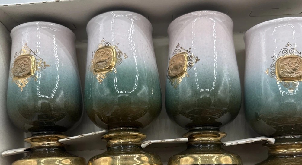 Russian Soviet USSR Crystal Glass Goblet Set