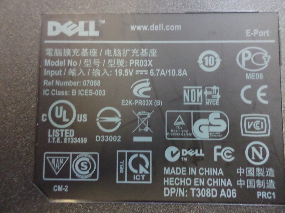 Dell PR03X Latitude E5440 E5450 E5500 E-Port Docking Station Port Replicator