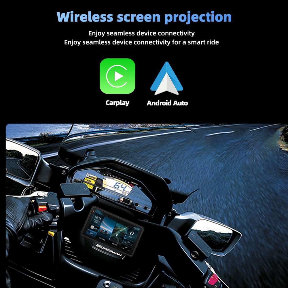 7Inch Motorcycle Navigation GPS Wireless Carplay Android Touch Screen + TPMS