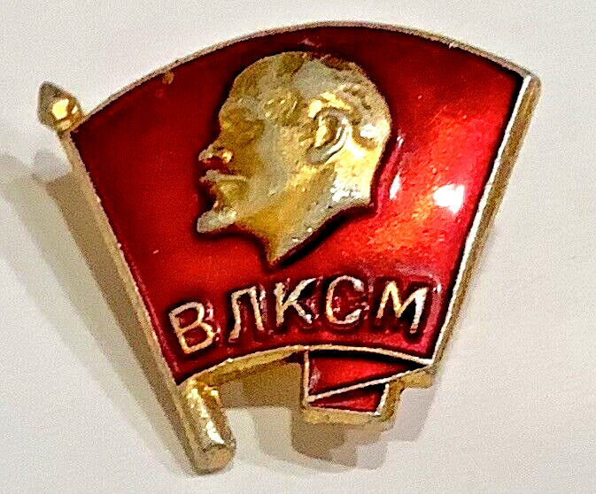 RUSSIAN Pin Antique Enamel LENIN Bust C clasp