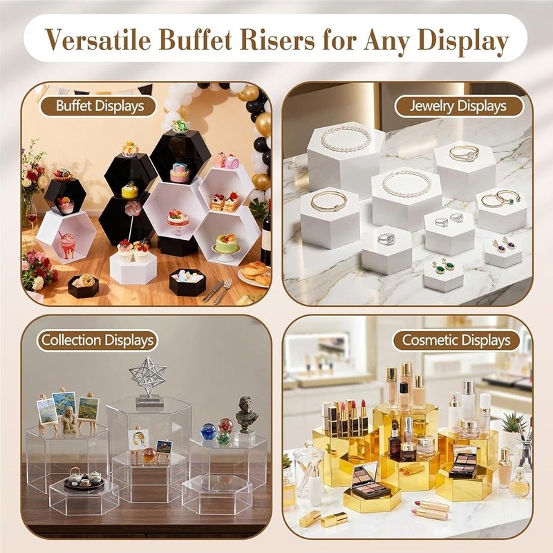Acrylic Display Stands Clear Risers Buffet Table Multi-purpose Storage New