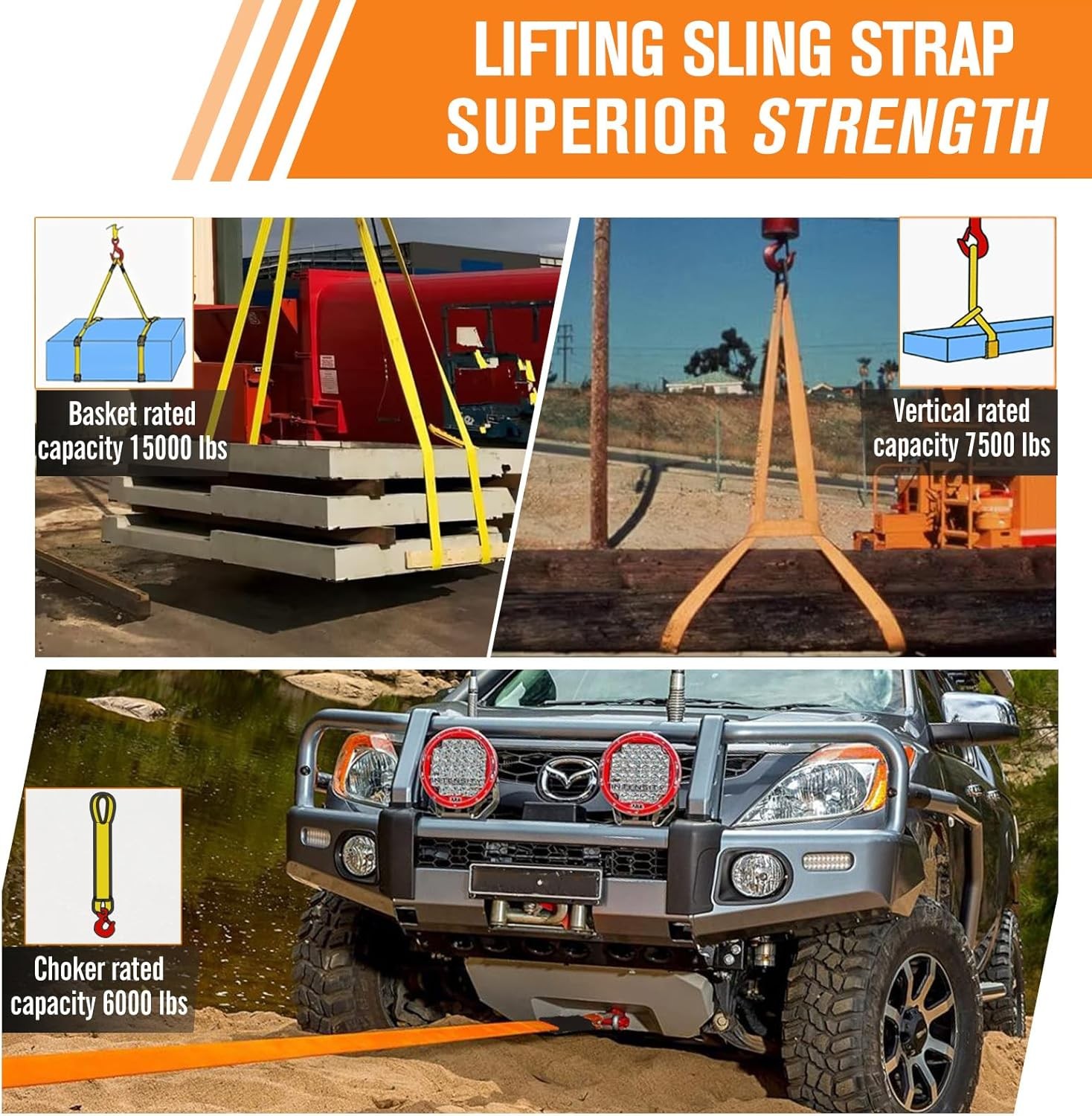 2 Pcs 2" x10FT Heavy Duty Nylon Lifting Sling Strap, 15000lb Capacity Super Stur