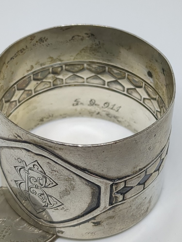 Antique Silver 800 Napkin Ring Holder