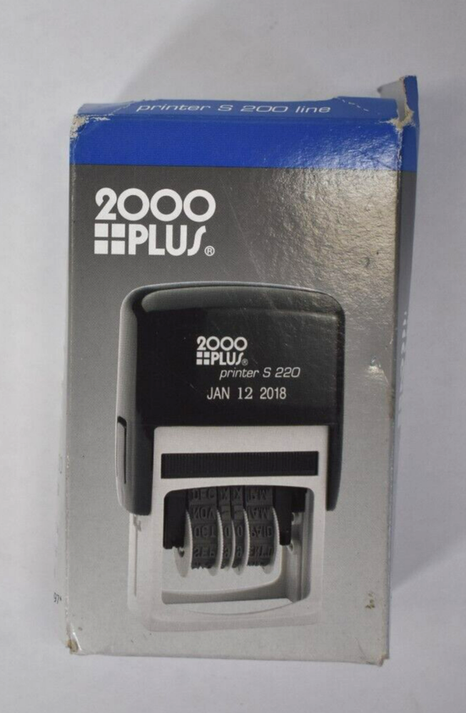MaxMark Office Date Stamp w Completed Self Inking Blue/Red Ink 2000 Plus