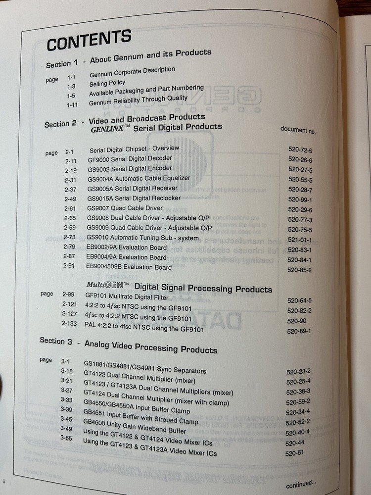Gennum Corporation Data Book 1994
