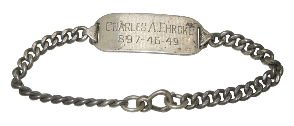 WWII US Navy USS Mountrail APA-213 Sailor OKINAWA STERLING ID Bracelet CA6