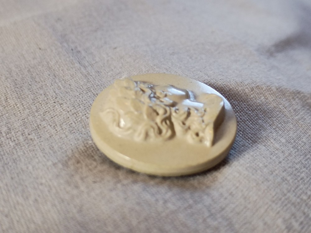 Antique Cameo Portrait Composition Button.