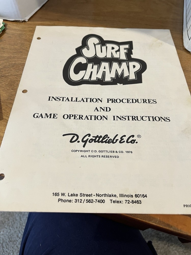 Surf Champ Pinball Manual & Schematic